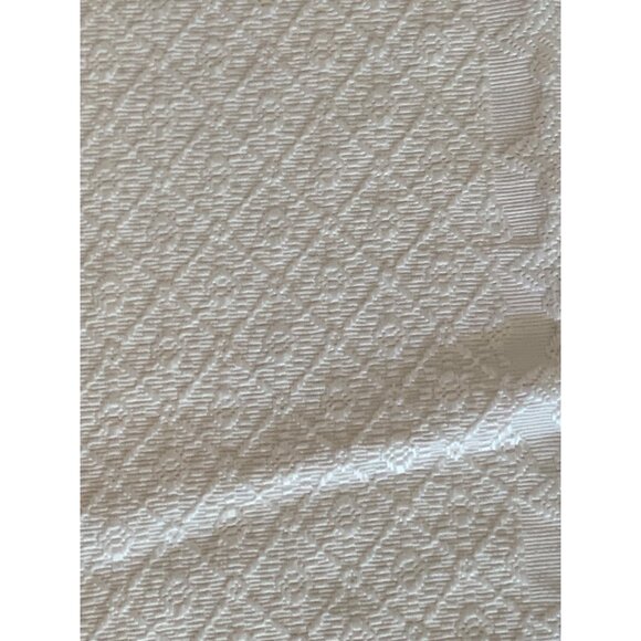 Vintage White Embroidered Table Runner with Fringe Edges 72"x 22" - Picture 4 of 12